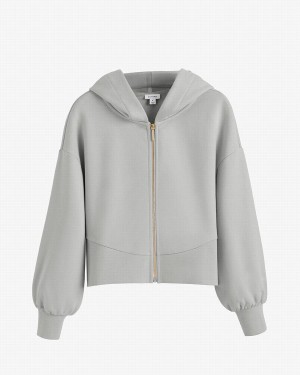 Hanorac cu Gluga Cuyana Terry Zip Front Dama Gri | SHS6752CN