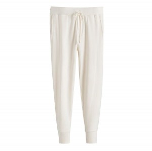 Pantaloni Cuyana French Terry Tapered Lounge Dama Albi | SWU9787IB