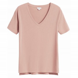 Tricouri Cuyana Pima V-Neck Tee Dama Roz | XDR7684YR
