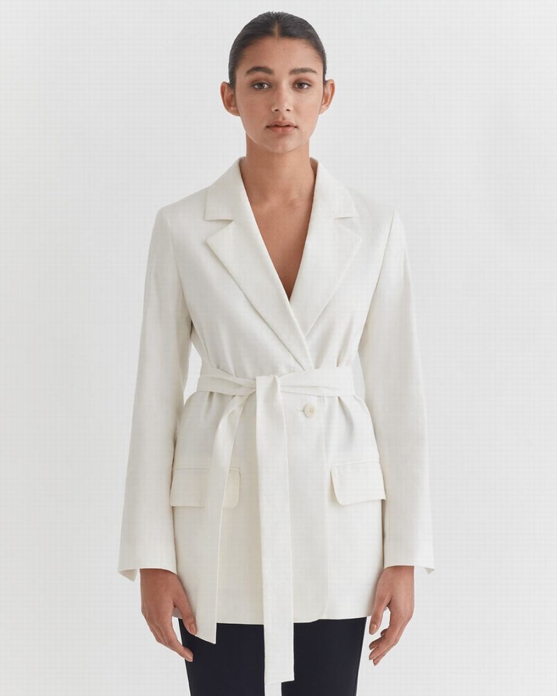 Blazere Cuyana Linen Relaxed Dama Albi | IZA779PM