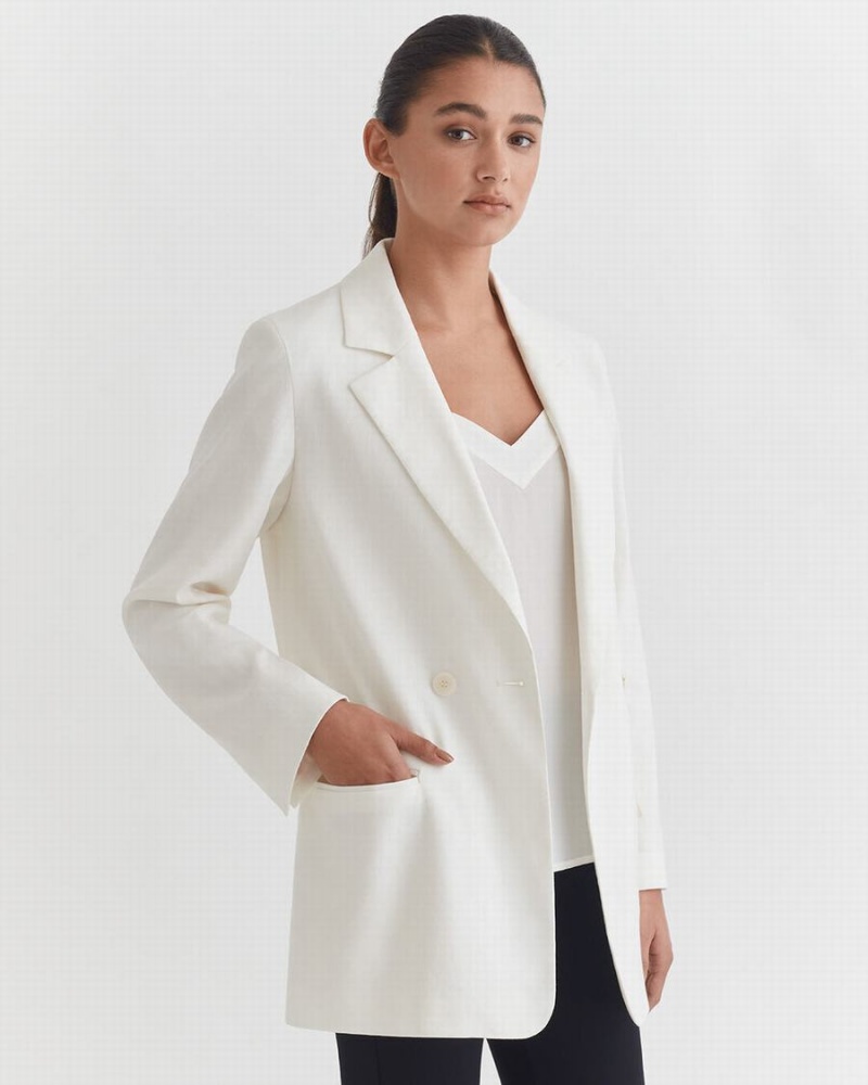 Blazere Cuyana Linen Relaxed Dama Albi | IZA779PM