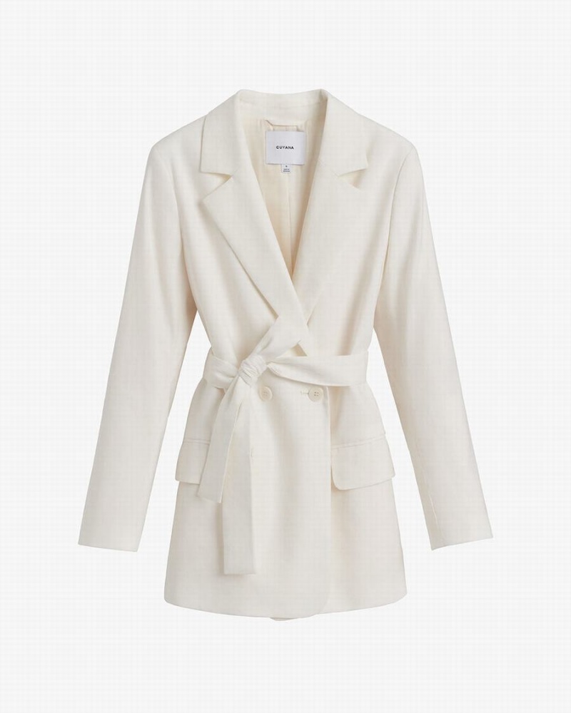 Blazere Cuyana Linen Relaxed Dama Albi | IZA779PM