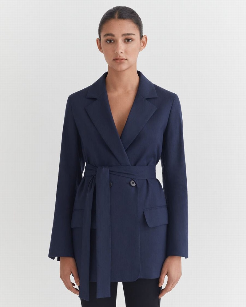 Blazere Cuyana Linen Relaxed Dama Bleumarin | JMN7845ES