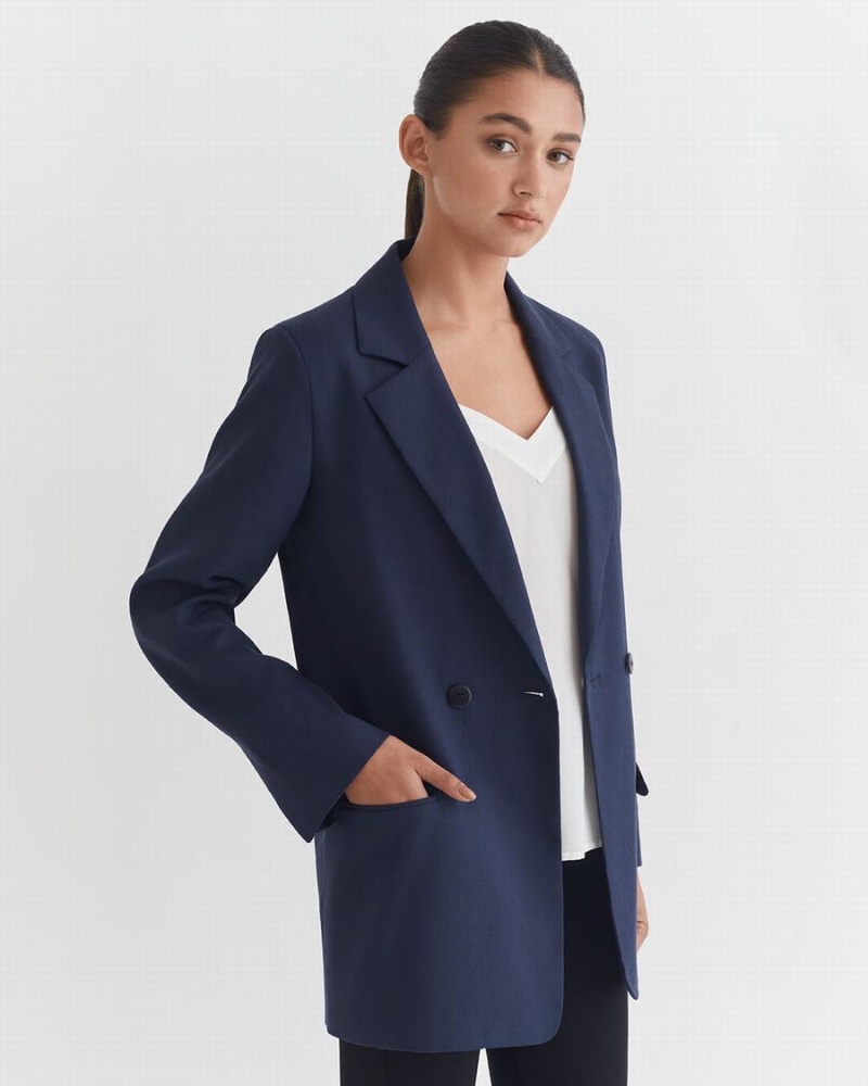 Blazere Cuyana Linen Relaxed Dama Bleumarin | JMN7845ES