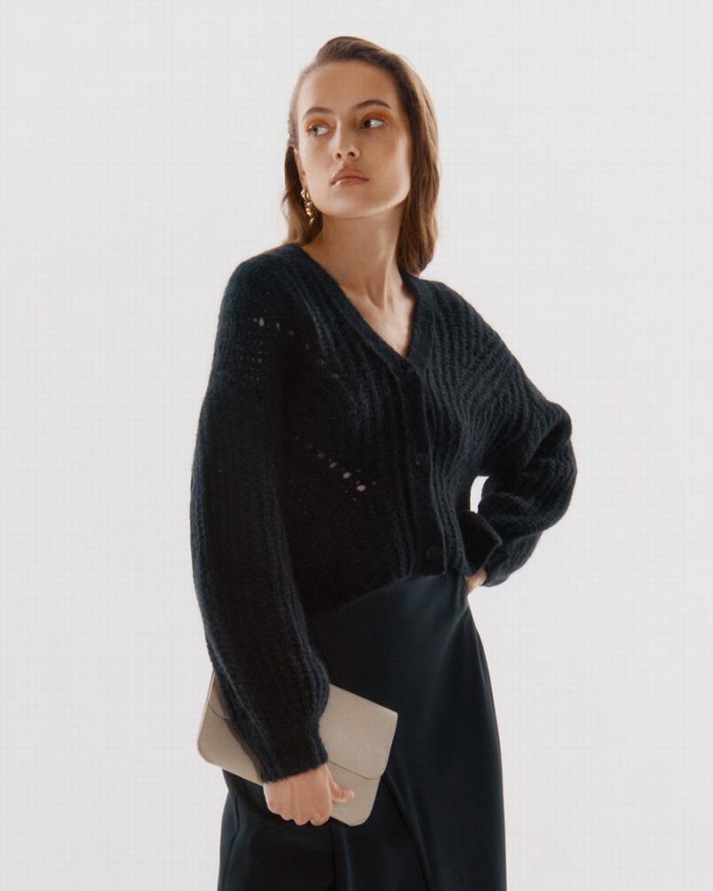 Cardigan Cuyana Alpaca Lână Cropped Dama Negrii | OLO3245QJ