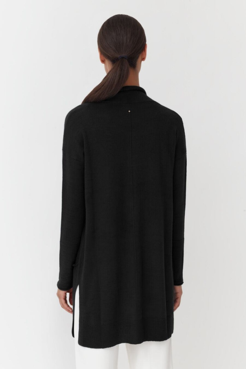 Cardigan Cuyana Single-Origin Cashmere Long Dama Negrii | NJB7135FK