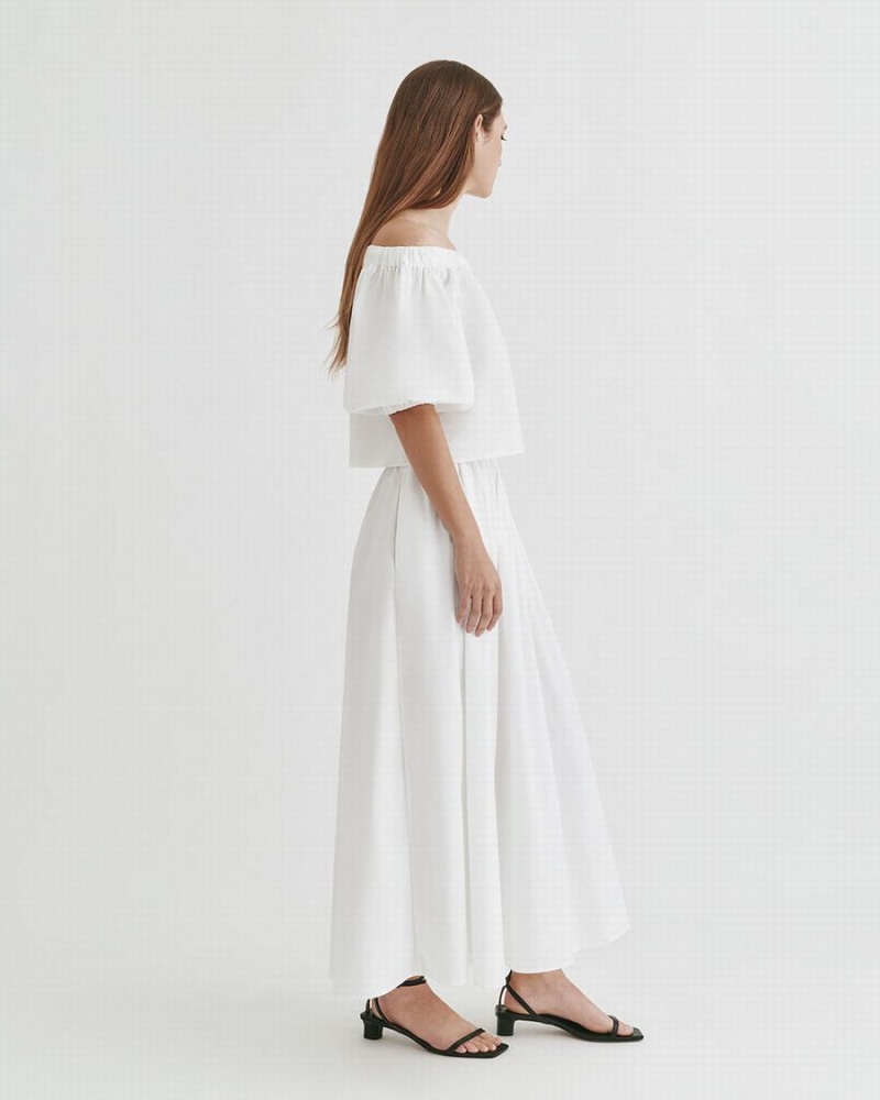 Fuste Cuyana Poplin Gathered Dama Albi | GZV1495CK