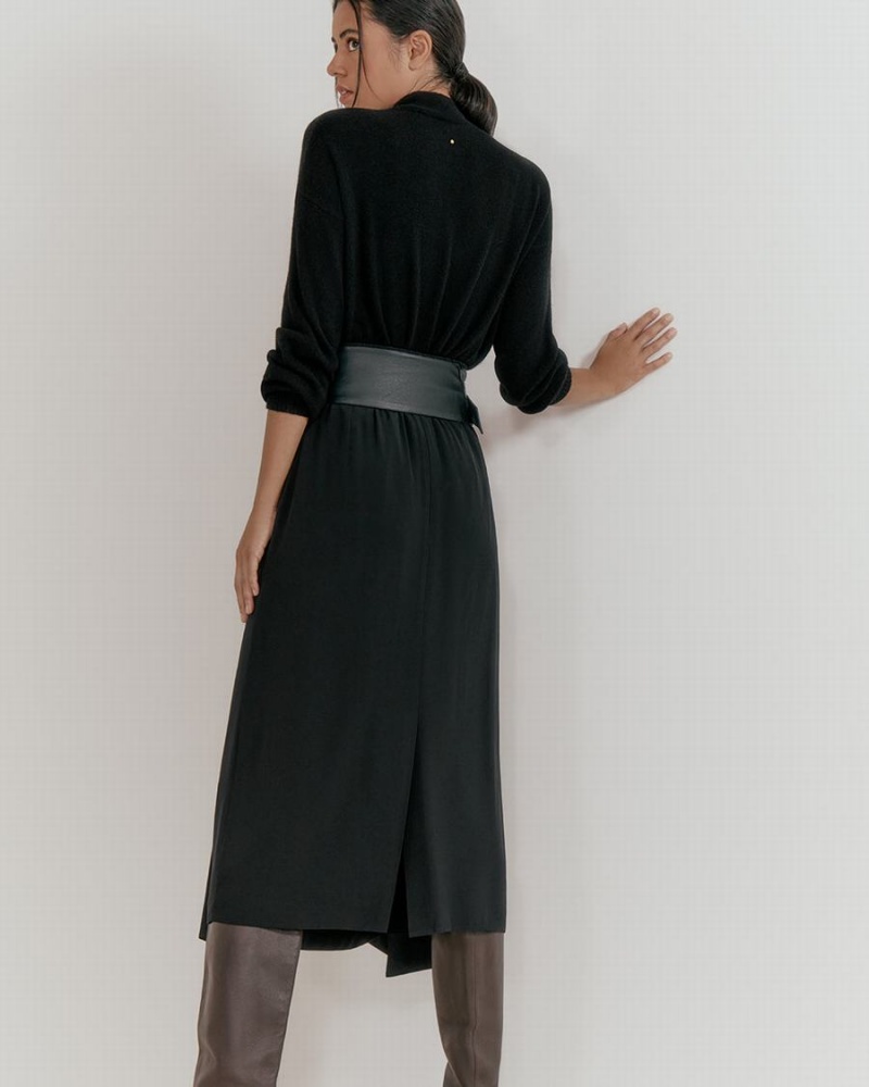 Fuste Cuyana Silk Draped Dama Negrii | BDB9755QQ