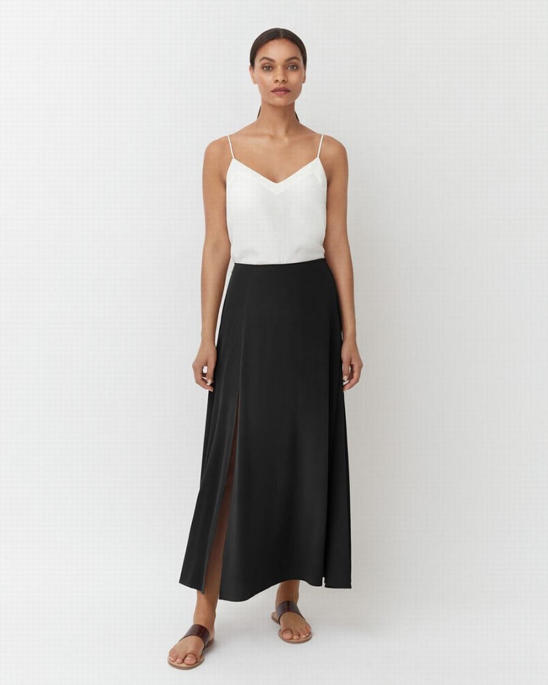 Fuste Cuyana Washable Silk Maxi Dama Negrii | JTY928BI