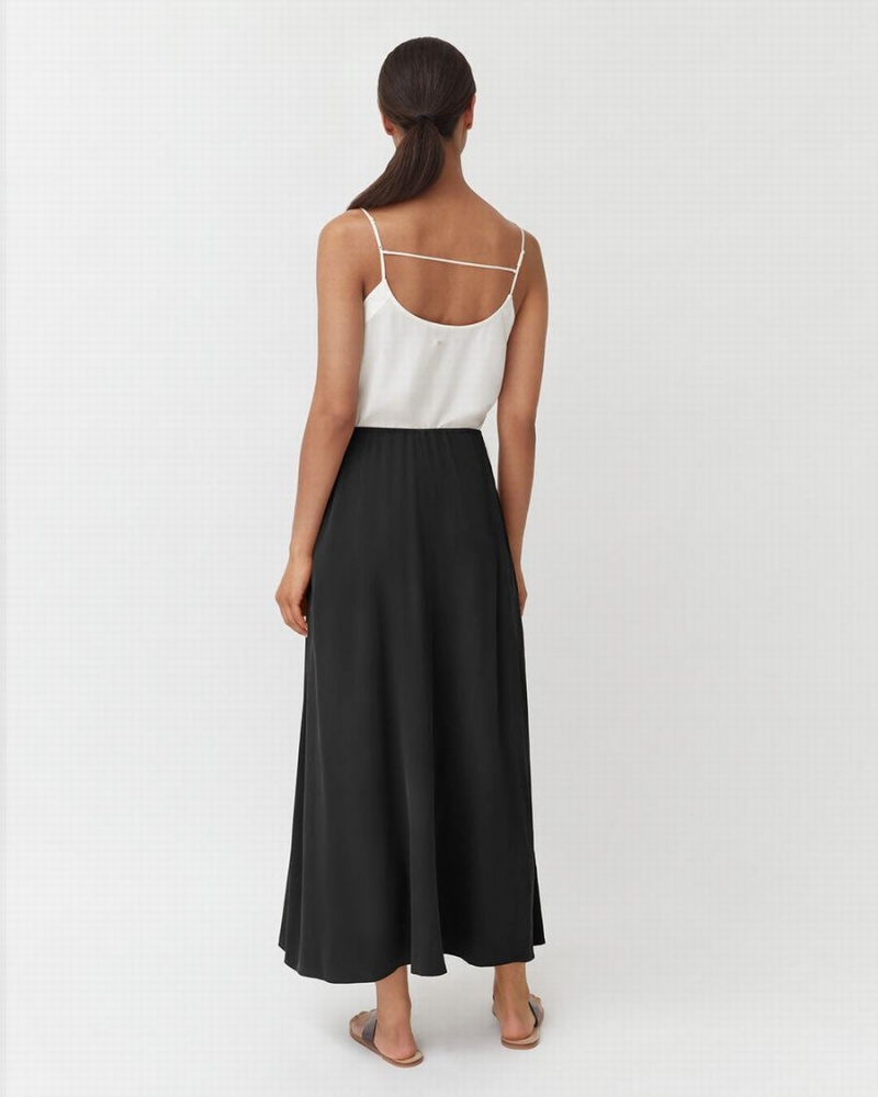 Fuste Cuyana Washable Silk Maxi Dama Negrii | JTY928BI