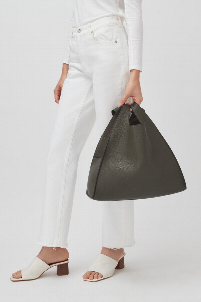 Geanta De Umar Cuyana Oversized Double Loop Dama Verzi Inchis | DPD3834YV