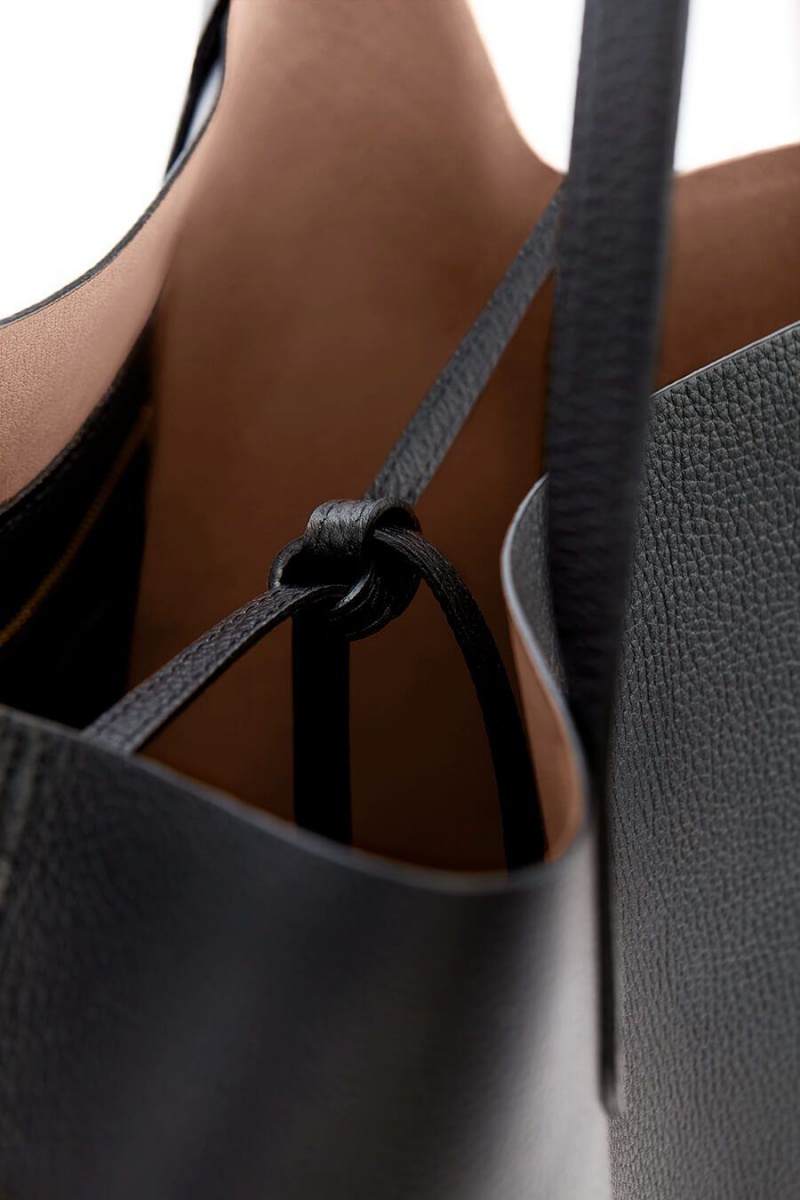 Geanta Tote Cuyana Clasici Structured Piele Dama Negrii Roz | TVG7149JT