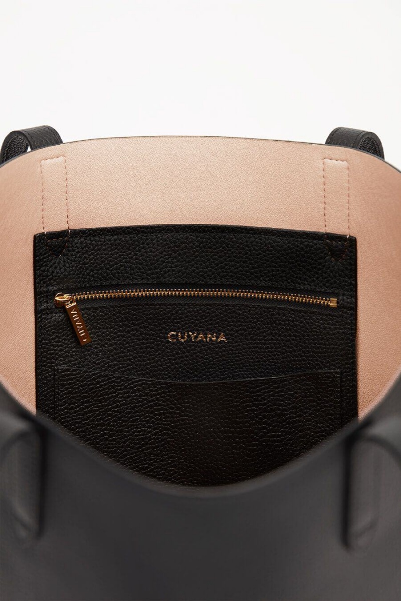 Geanta Tote Cuyana Clasici Structured Piele Dama Negrii Roz | TVG7149JT