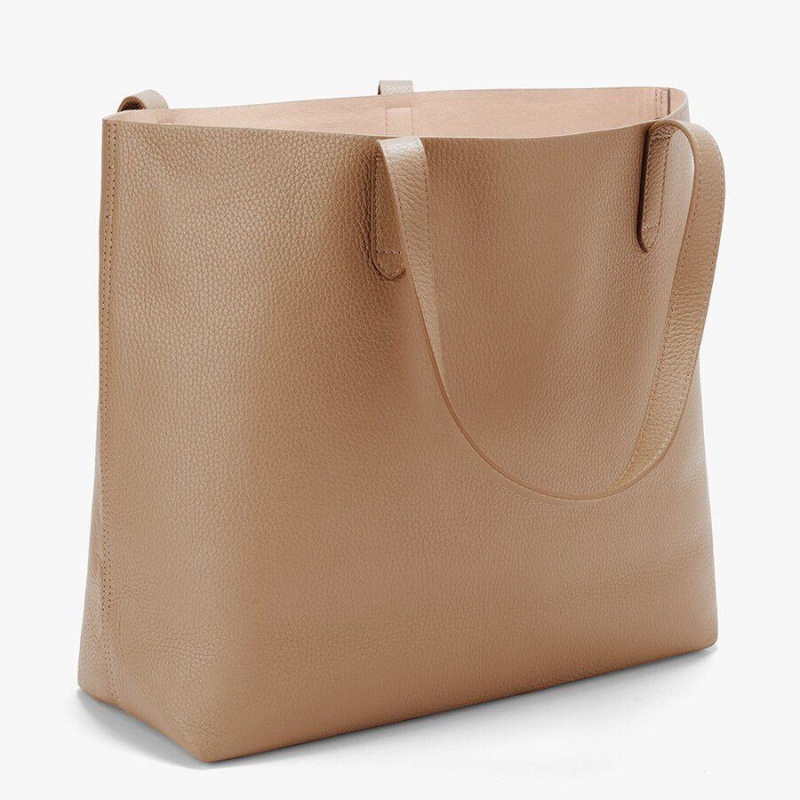 Geanta Tote Cuyana Clasici Structured Piele Dama Kaki | WEU9788GX