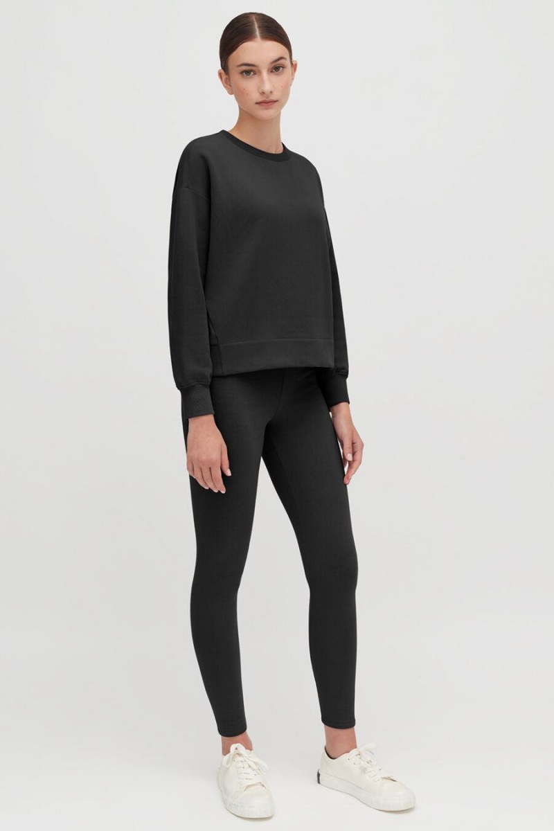 Hanorace Cuyana Fleece Cropped Dama Negrii | TPG9369KV