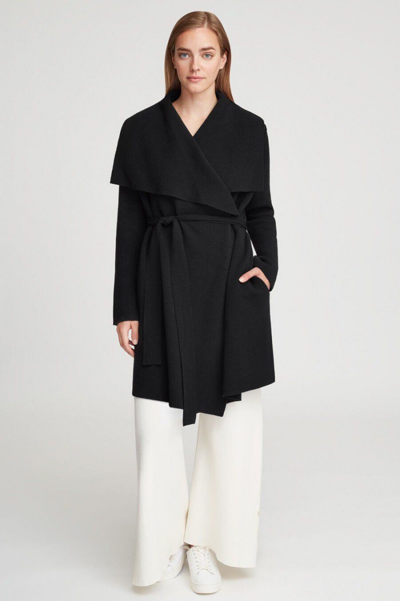 Paltoane Cuyana Lână Cashmere Scurte Wrap Dama Negrii | HAD6194IS