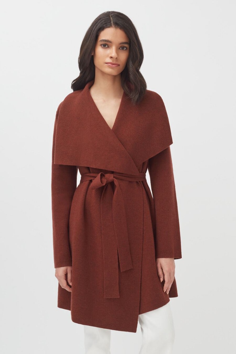 Paltoane Cuyana Lână Cashmere Scurte Wrap Dama Rosii | TML8618JO