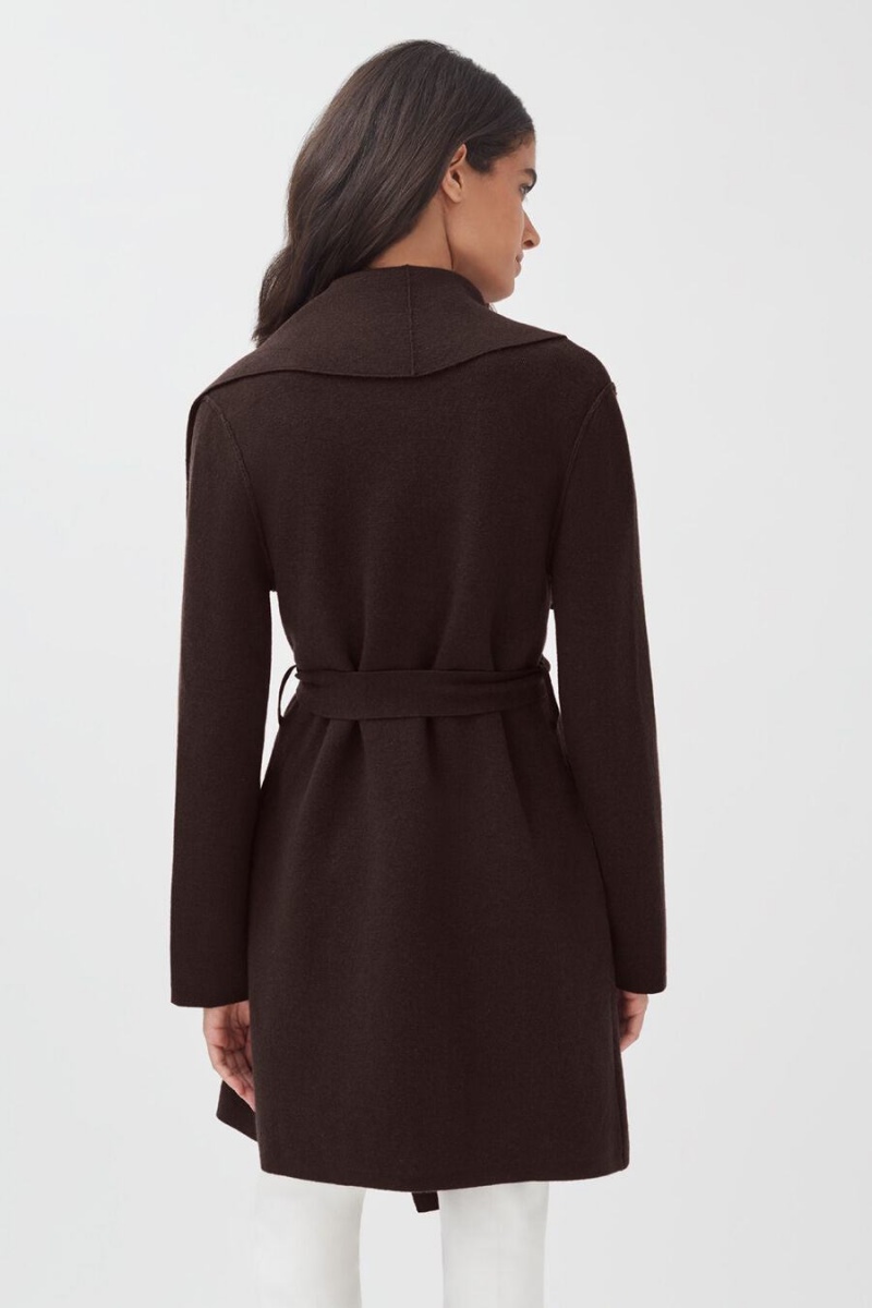 Paltoane Cuyana Lână Cashmere Scurte Wrap Dama Maro Inchis | XXF9333JS