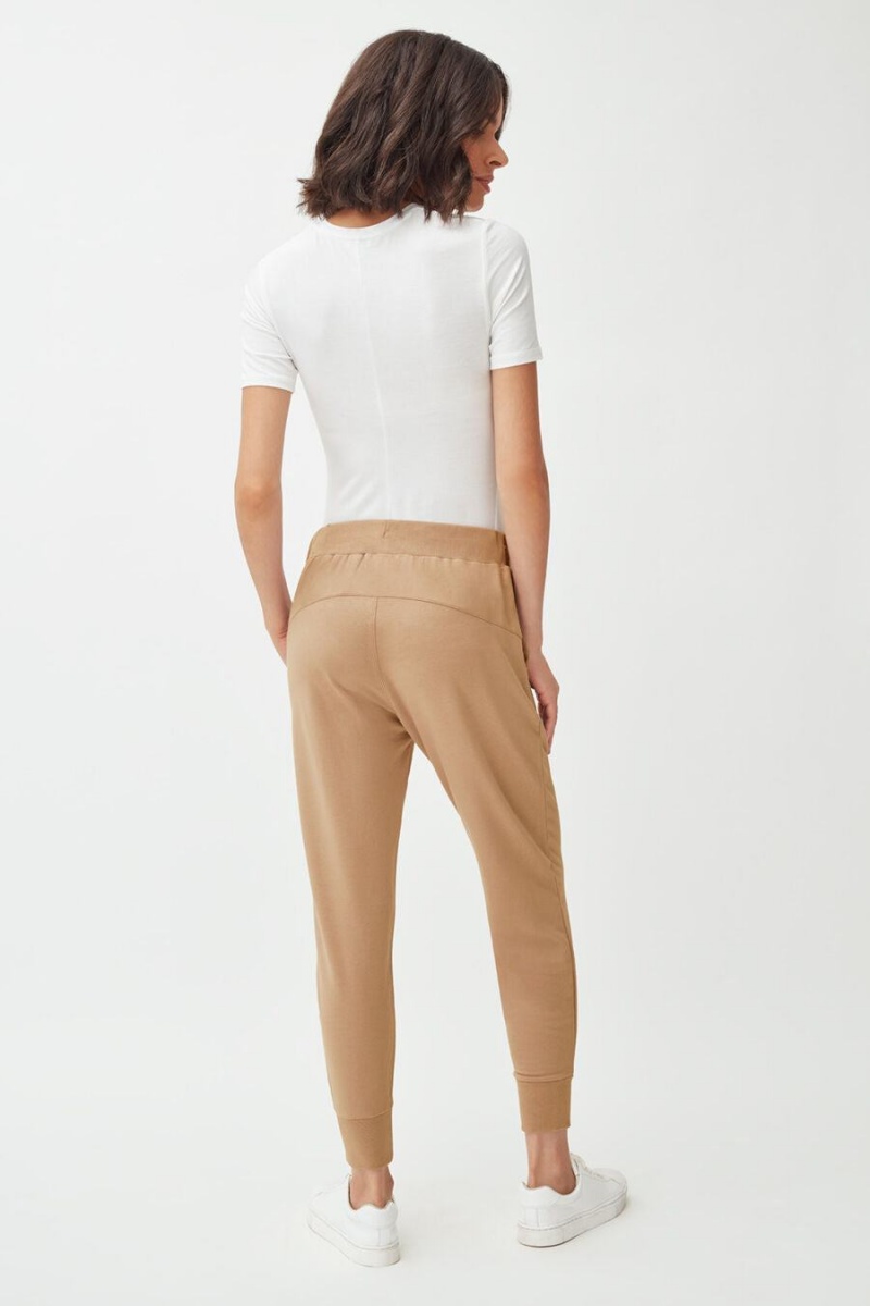 Pantaloni Cuyana French Terry Tapered Lounge Dama Maro | XPU1144HL