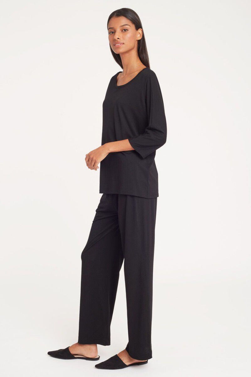 Pantaloni Cuyana Organic Pima Clasici Dama Negrii | TTA4188VC