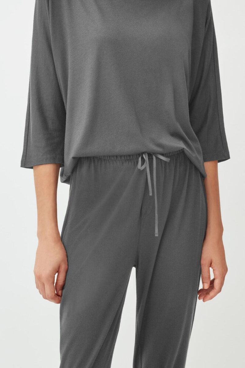 Pantaloni Cuyana Organic Pima Tapered Dama Gri | MSH5812NL
