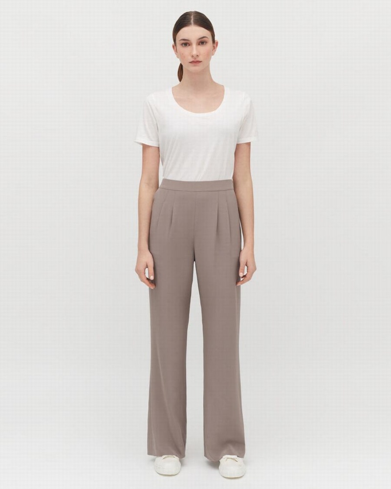 Pantaloni Cuyana Silk Largi-Leg Dama Maro Deschis | GCP996RC