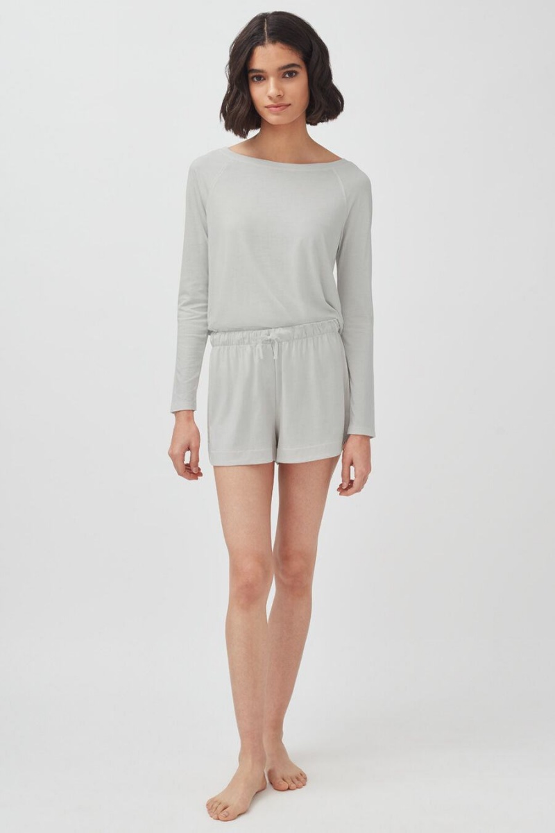 Pantaloni Scurti Cuyana Organic Pima Sleep Dama Gri | FGT583SE