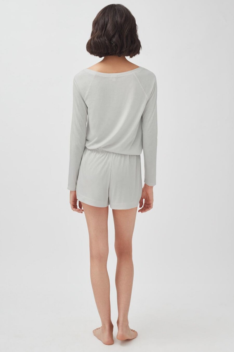 Pantaloni Scurti Cuyana Organic Pima Sleep Dama Gri | FGT583SE