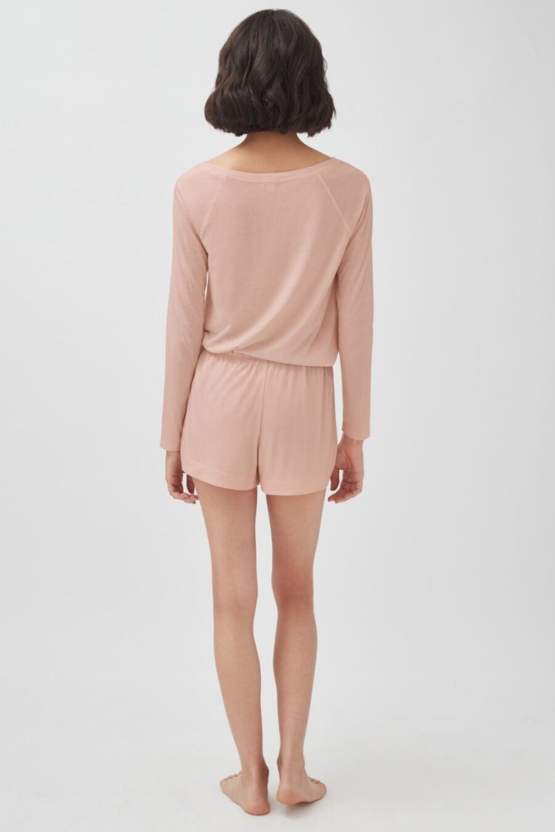 Pantaloni Scurti Cuyana Organic Pima Sleep Dama Roz | LJF739ES
