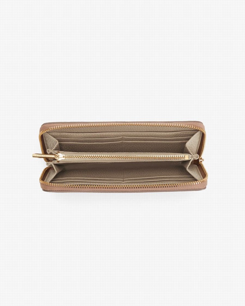 Portofel Cuyana Clasici Zip Around Dama Kaki Gri | ELF1224HE