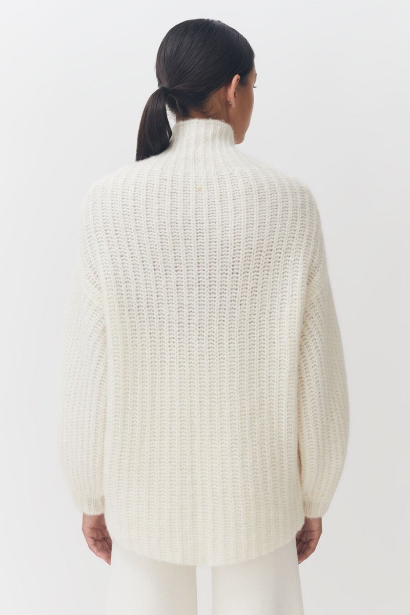 Pulovere Cuyana Alpaca Lână Turtleneck Dama Albi | NRX2831SB