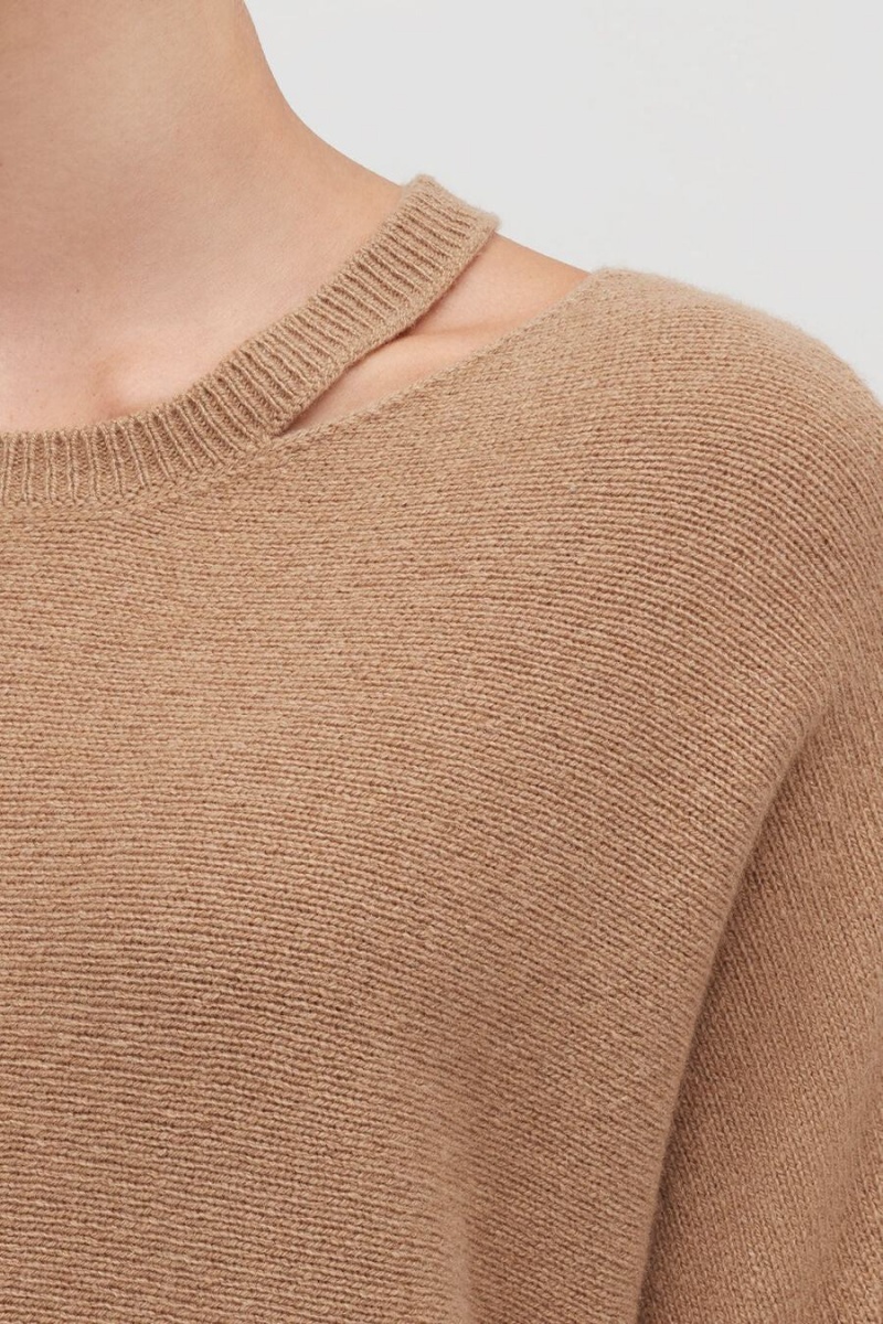 Pulovere Cuyana Recycled Cashmere Split-Neck Dama Maro | LGS539RT
