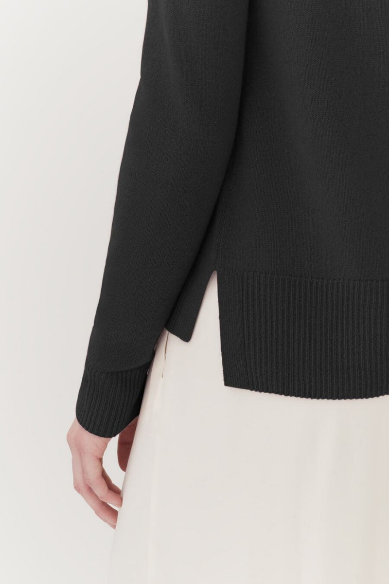 Pulovere Cuyana Single-Origin Cashmere Scoop Neck Dama Negrii | HVV9673SP