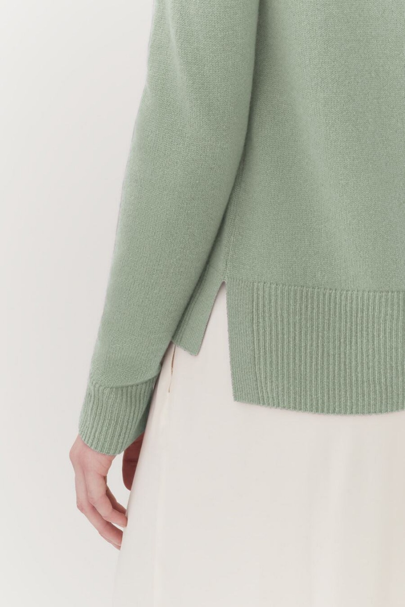 Pulovere Cuyana Single-Origin Cashmere Scoop Neck Dama Verzi | XGR3113ZB