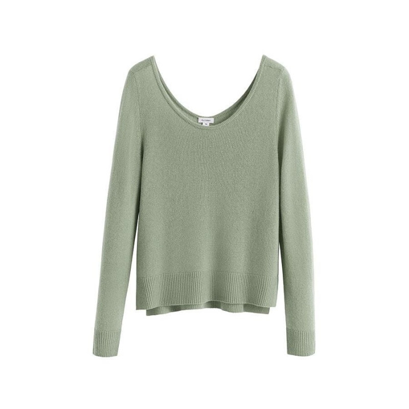 Pulovere Cuyana Single-Origin Cashmere Scoop Neck Dama Verzi | XGR3113ZB