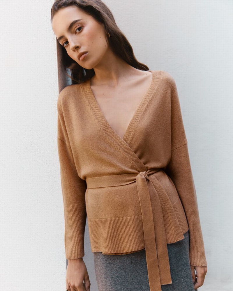 Pulovere Cuyana Single Origin Cashmere Wrap Dama Maro | AUV7856YX