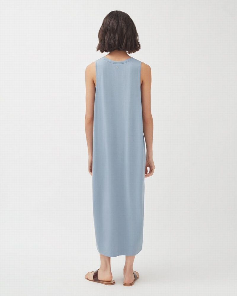 Rochie Cuyana Drape-Back Dama Albastri | PCE2958IJ