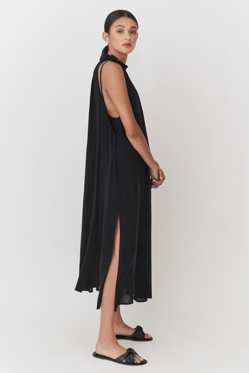 Rochie Cuyana Gathered-Neck Maxi Cover Up Dama Negrii | FTJ7856RT
