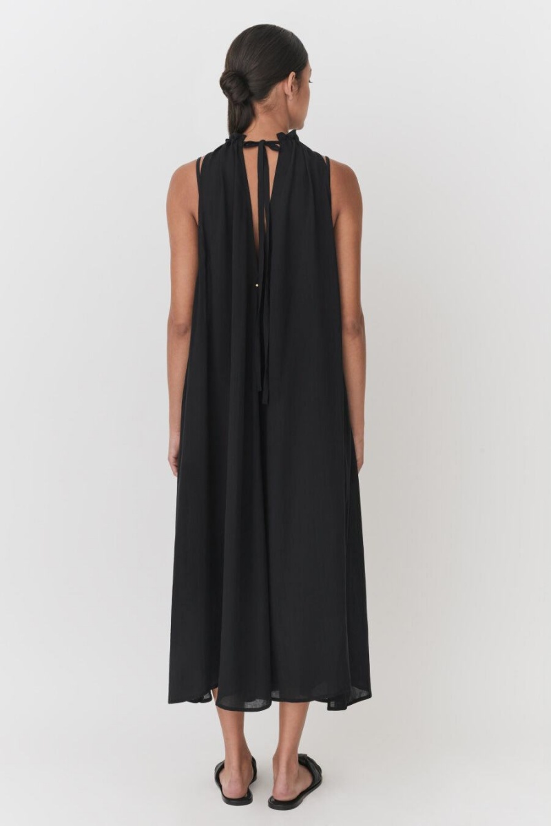 Rochie Cuyana Gathered-Neck Maxi Cover Up Dama Negrii | FTJ7856RT