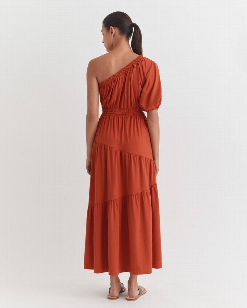 Rochie Cuyana Gathered One Shoulder Dama Portocalii | DVX9757GY