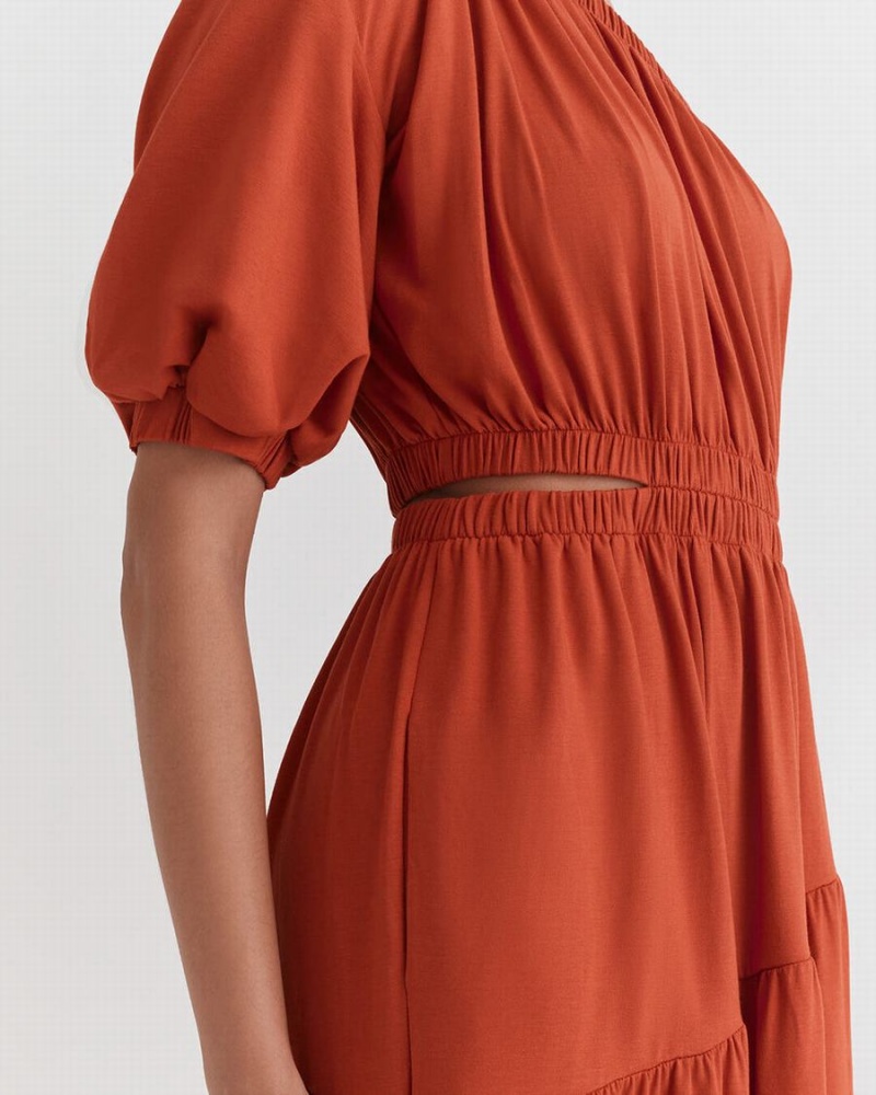 Rochie Cuyana Gathered One Shoulder Dama Portocalii | DVX9757GY