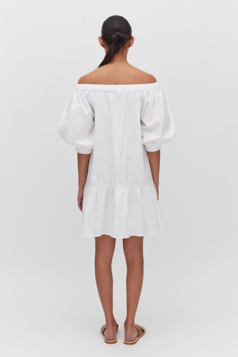 Rochie Cuyana Poplin Off The Shoulder Dama Albi | DRY6728VR