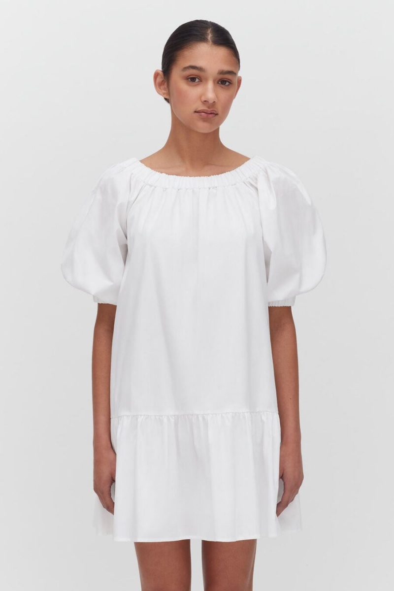 Rochie Cuyana Poplin Off The Shoulder Dama Albi | DRY6728VR
