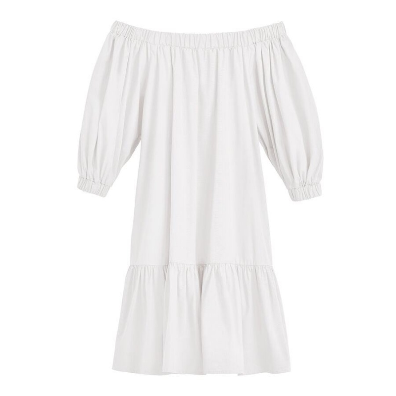 Rochie Cuyana Poplin Off The Shoulder Dama Albi | DRY6728VR
