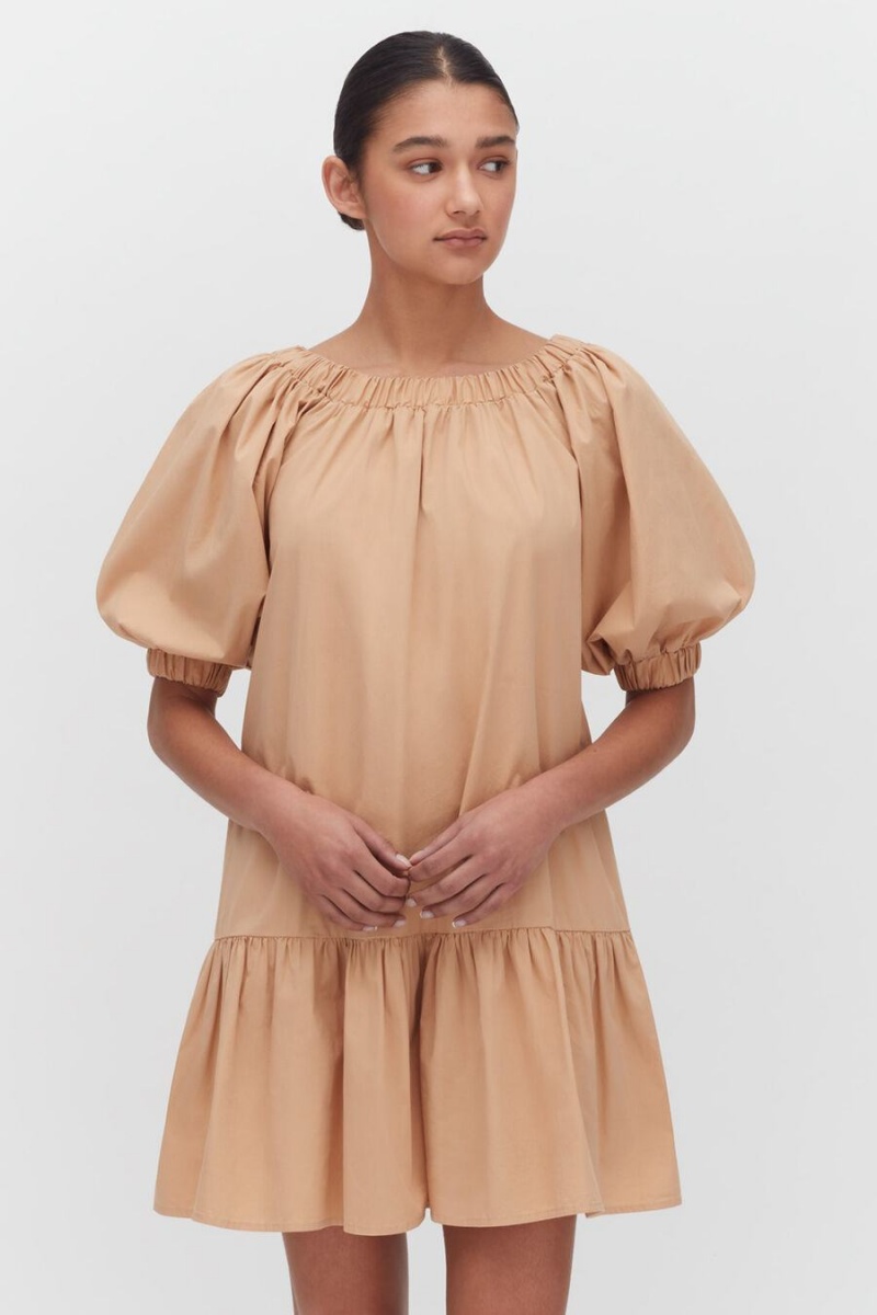 Rochie Cuyana Poplin Off The Shoulder Dama Corai Deschis | EKX9832JP