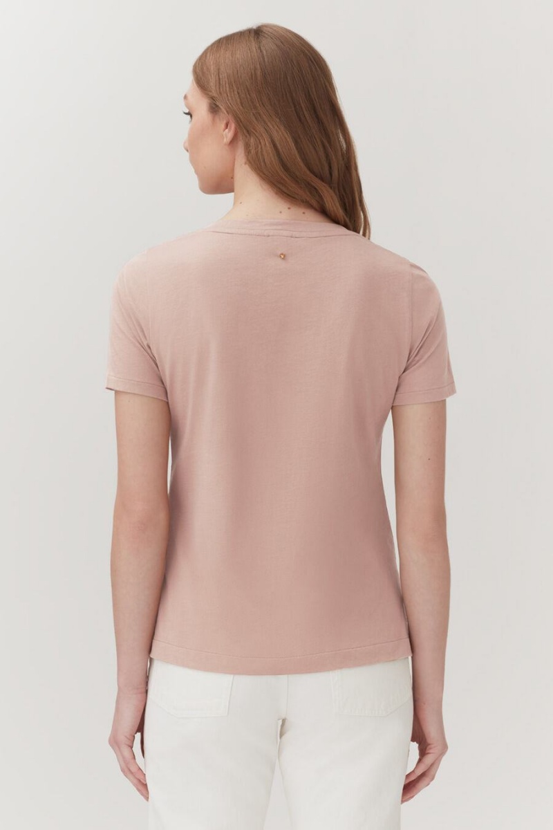 Tricouri Cuyana Pima V-Neck Tee Dama Roz | XDR7684YR